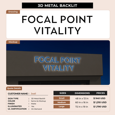 3D Metal Backlit Sign For Joali