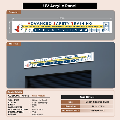Sign installation service quote for nikki maturi