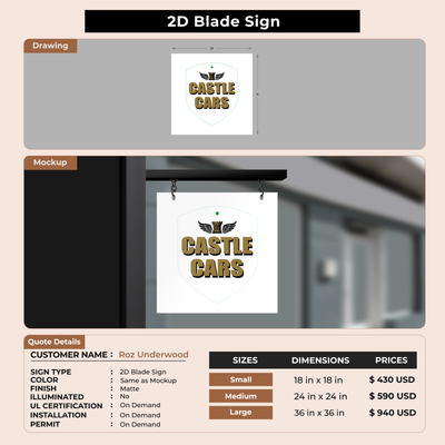 2D Blade Sign For Roz Underwood