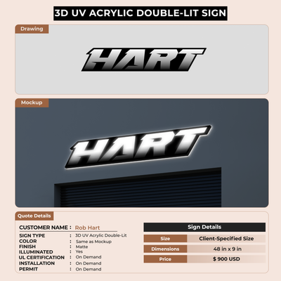 3d uv acrylic doublelit For Rob Hart