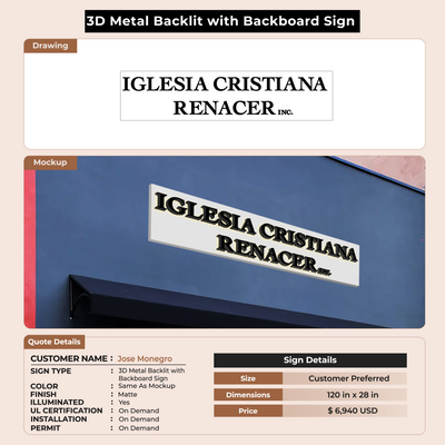 3D Metal Back-lit Sign + Backboard For Jose Monegro