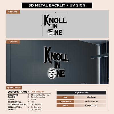3D UV Metal Back-lit Sign For Joe salazar