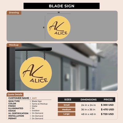 Blade Sign for AMY