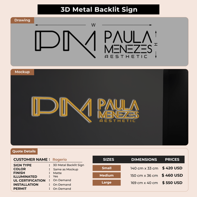 3d metal backlit for Rogerio