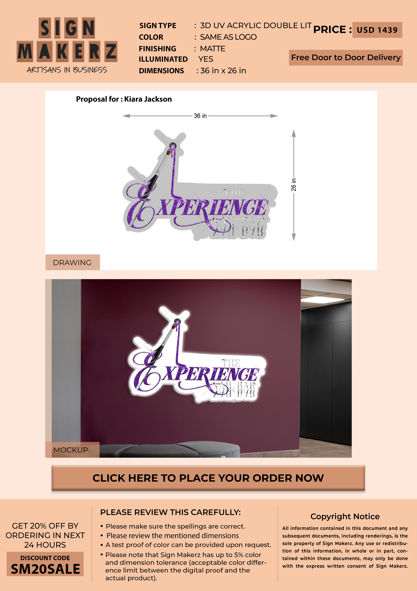 3D UV Acrylic Signs for Kiara Jackson