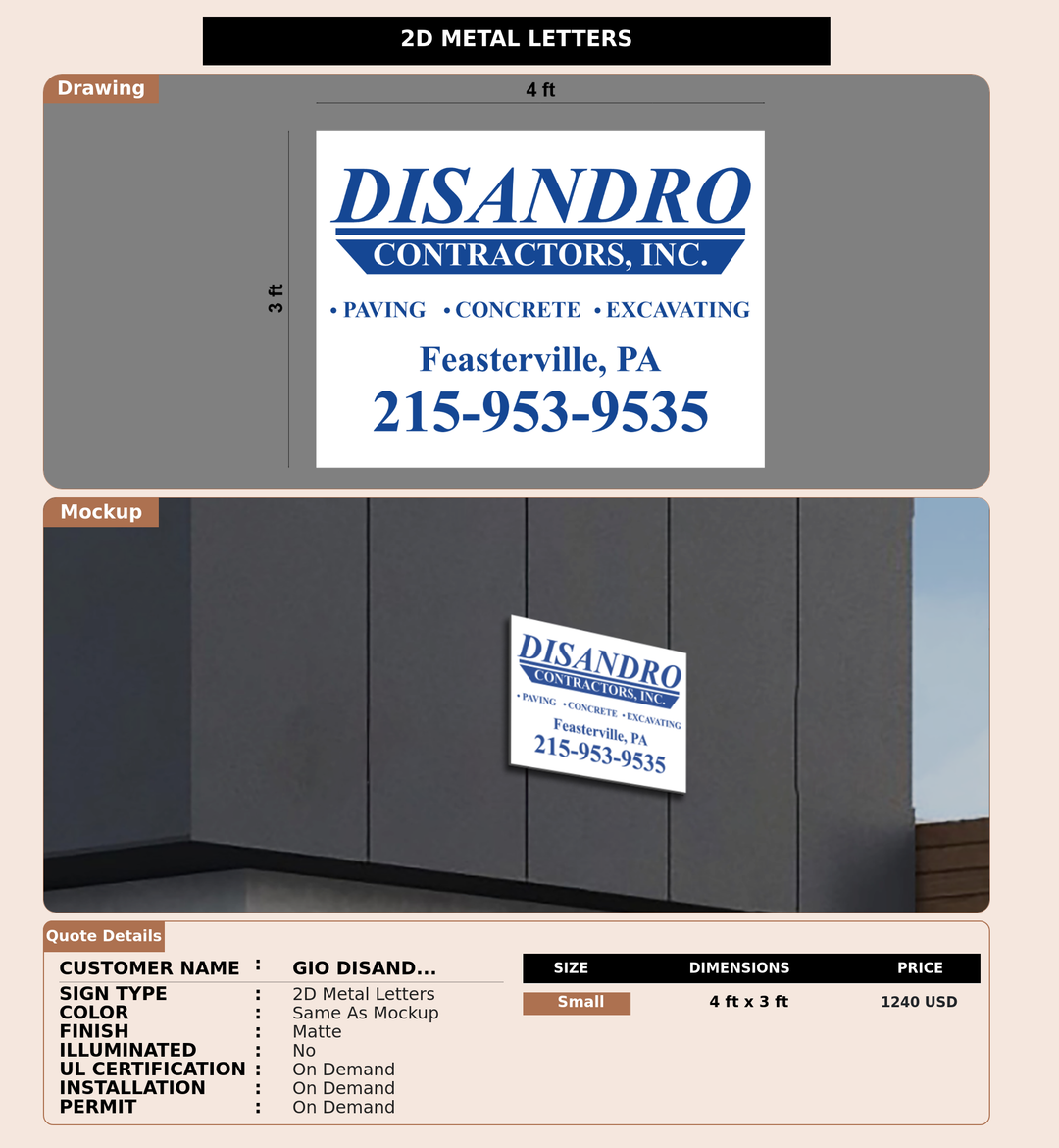 CUSTOM MOCKUP SIGN FOR Gio DiSandro