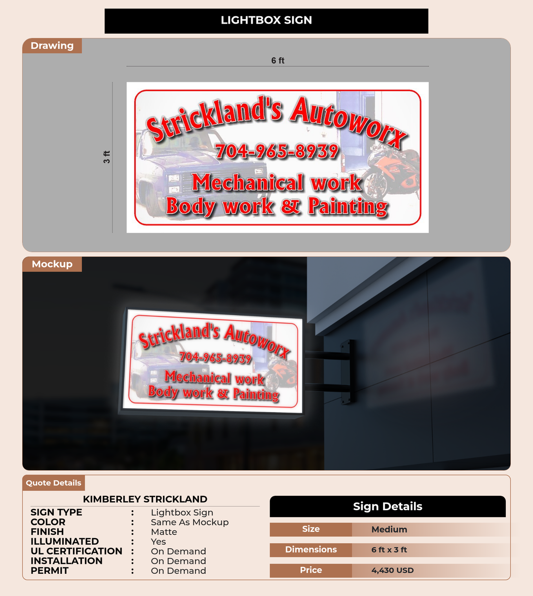 CUSTOM MOCKUP SIGN FOR Kimberley Strickland