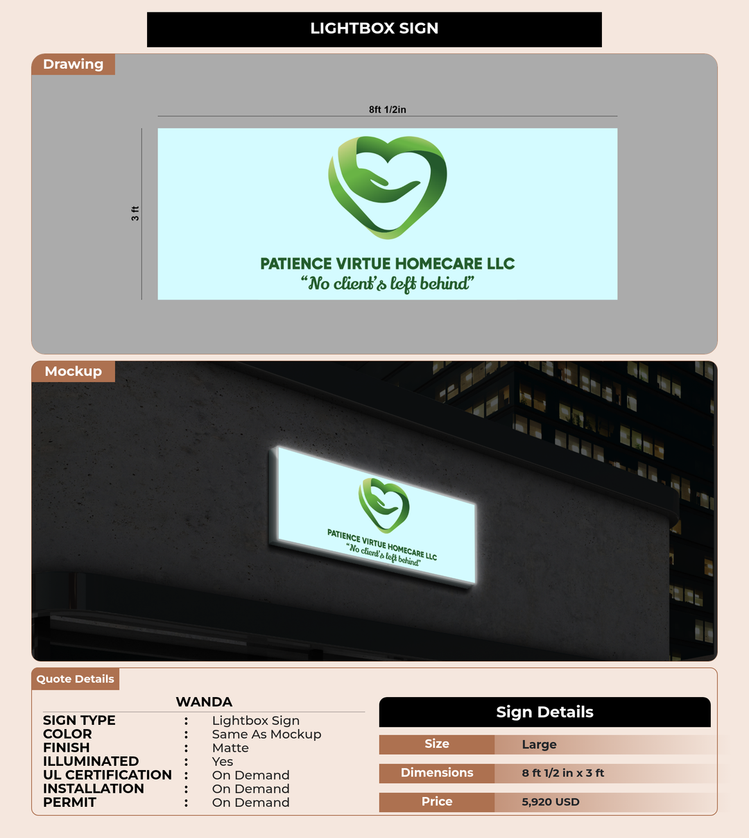 CUSTOM MOCKUP SIGN FOR Wanda