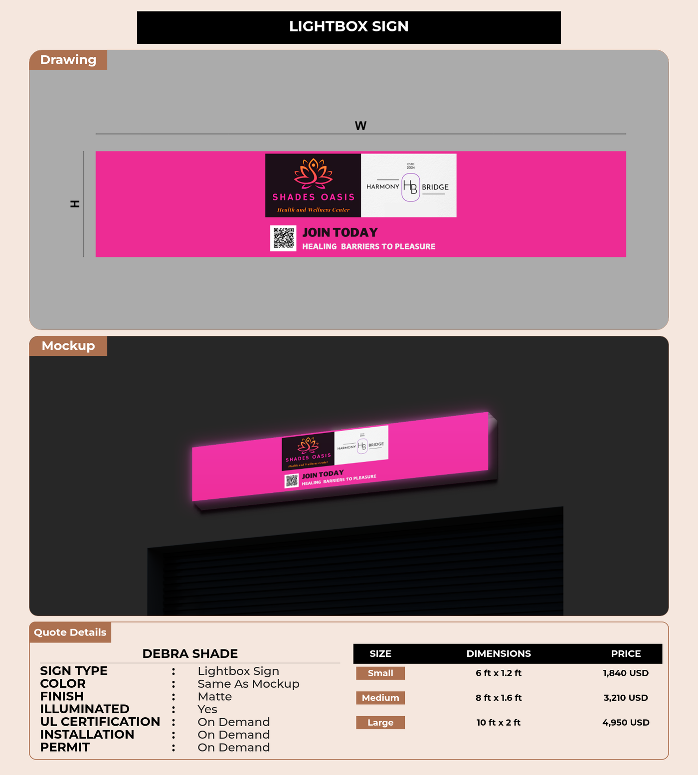 CUSTOM MOCKUP SIGN FOR Debra Shade