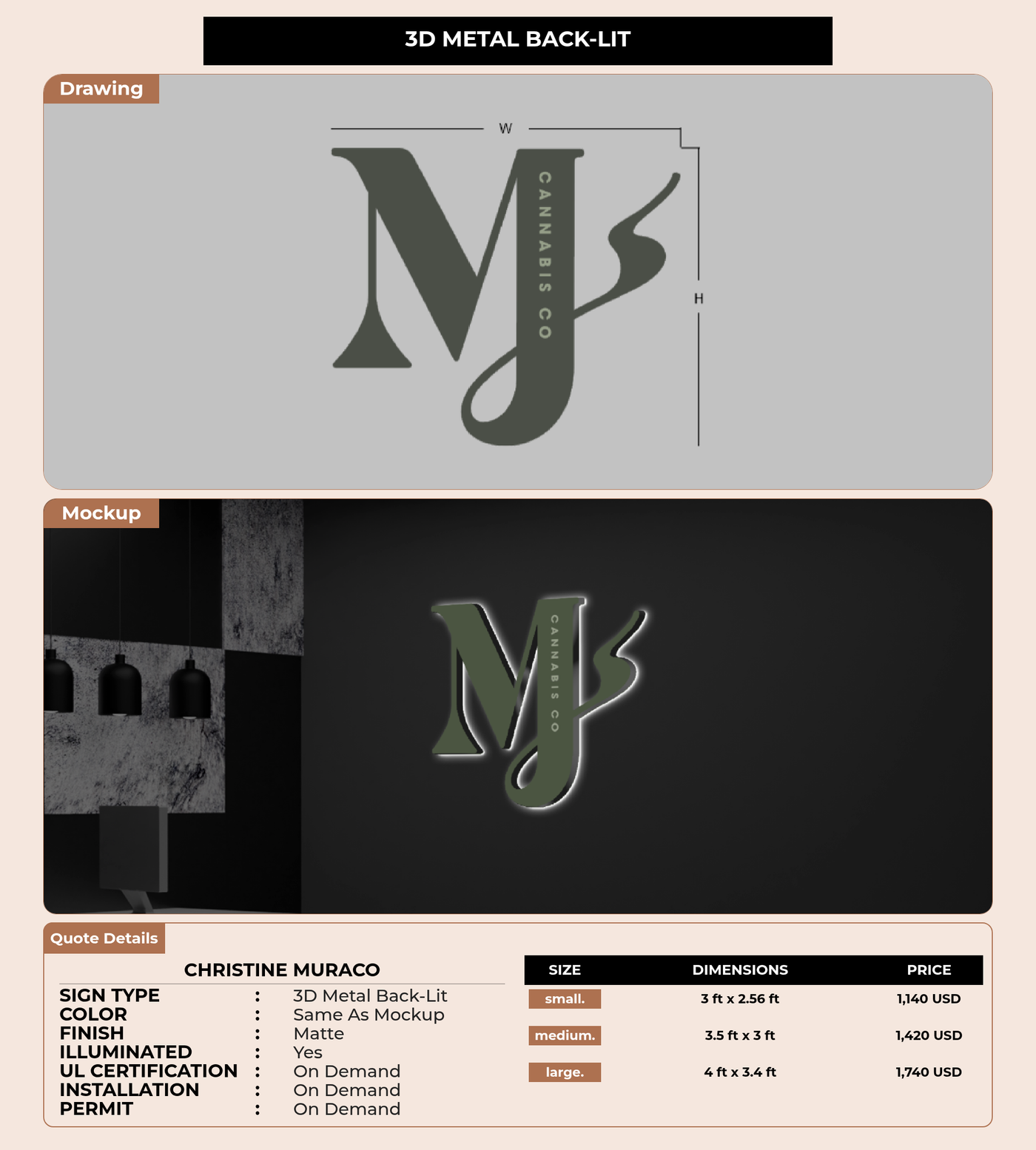 CUSTOM MOCKUP SIGN FOR Christine Muraco