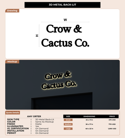 CUSTOM MOCKUP SIGN FOR Amy orter