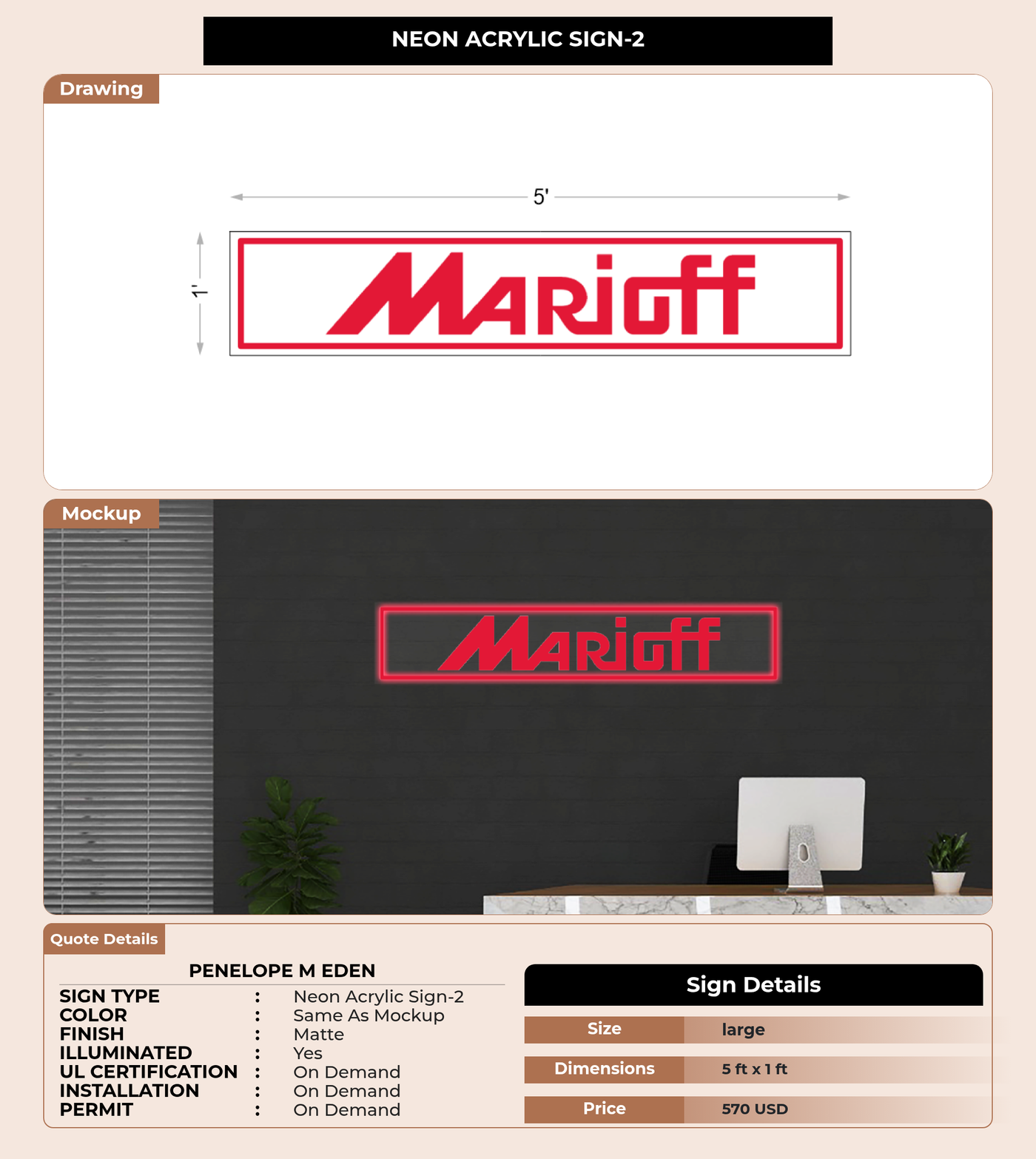 CUSTOM MOCKUP SIGN FOR Penelope M Eden