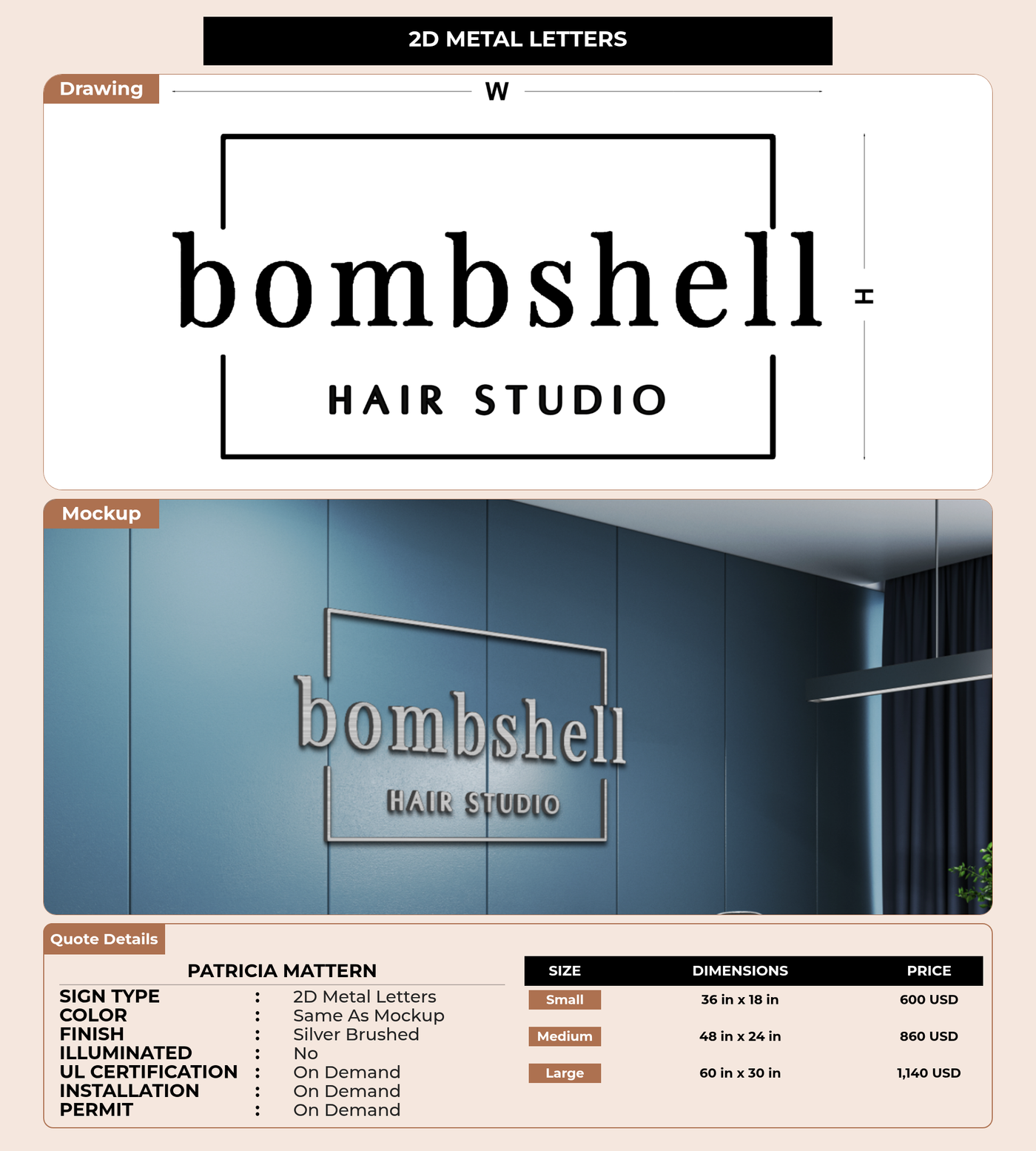 CUSTOM MOCKUP SIGN FOR Patricia Mattern