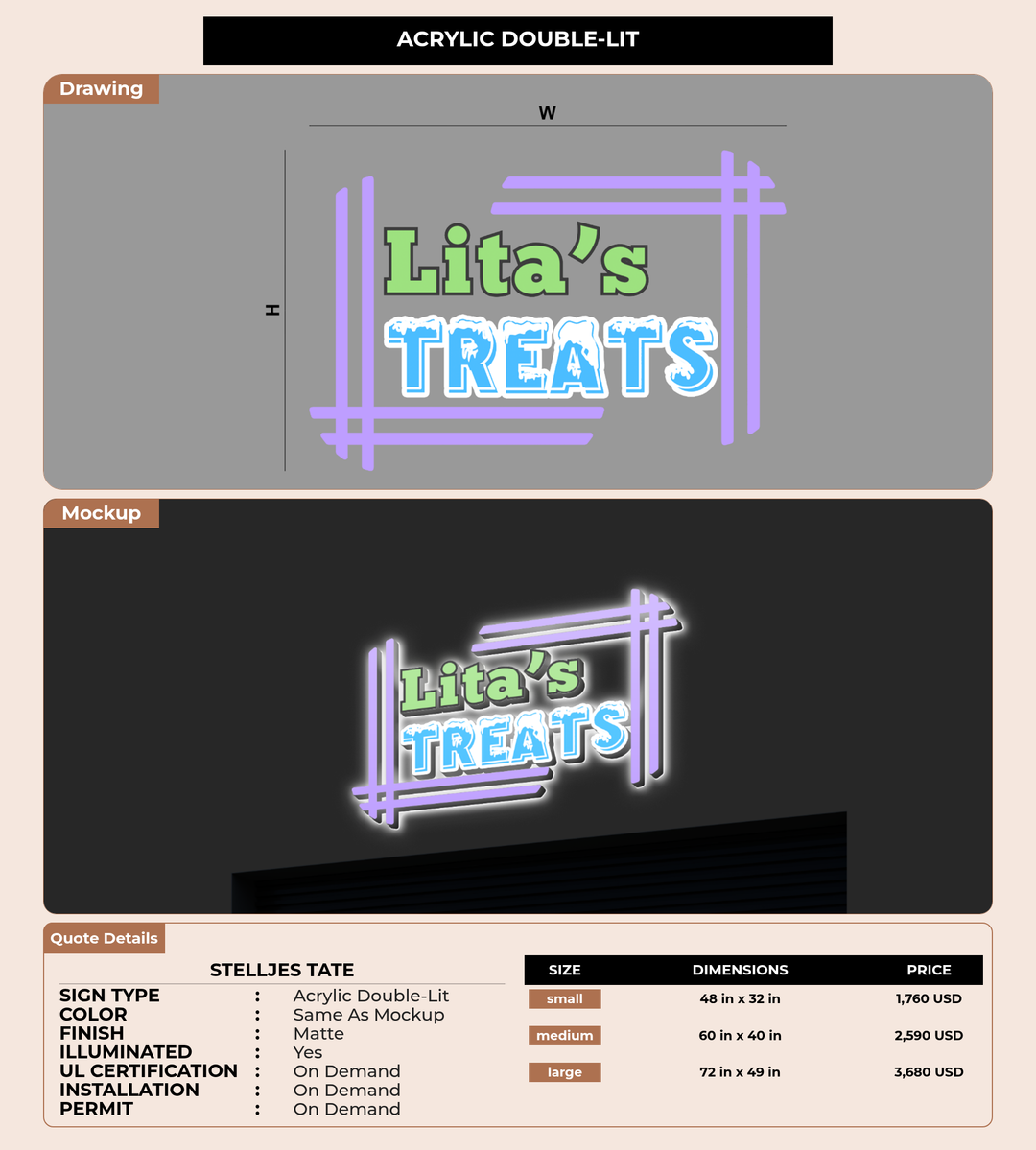 CUSTOM MOCKUP SIGN FOR Stelljes Tate