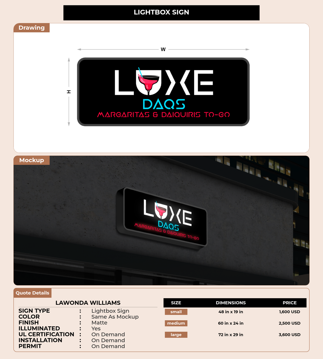 CUSTOM MOCKUP SIGN FOR Lawonda Williams