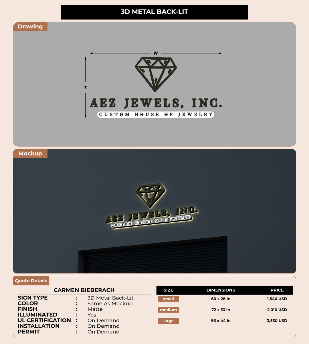 CUSTOM MOCKUP SIGN FOR Carmen Bieberach