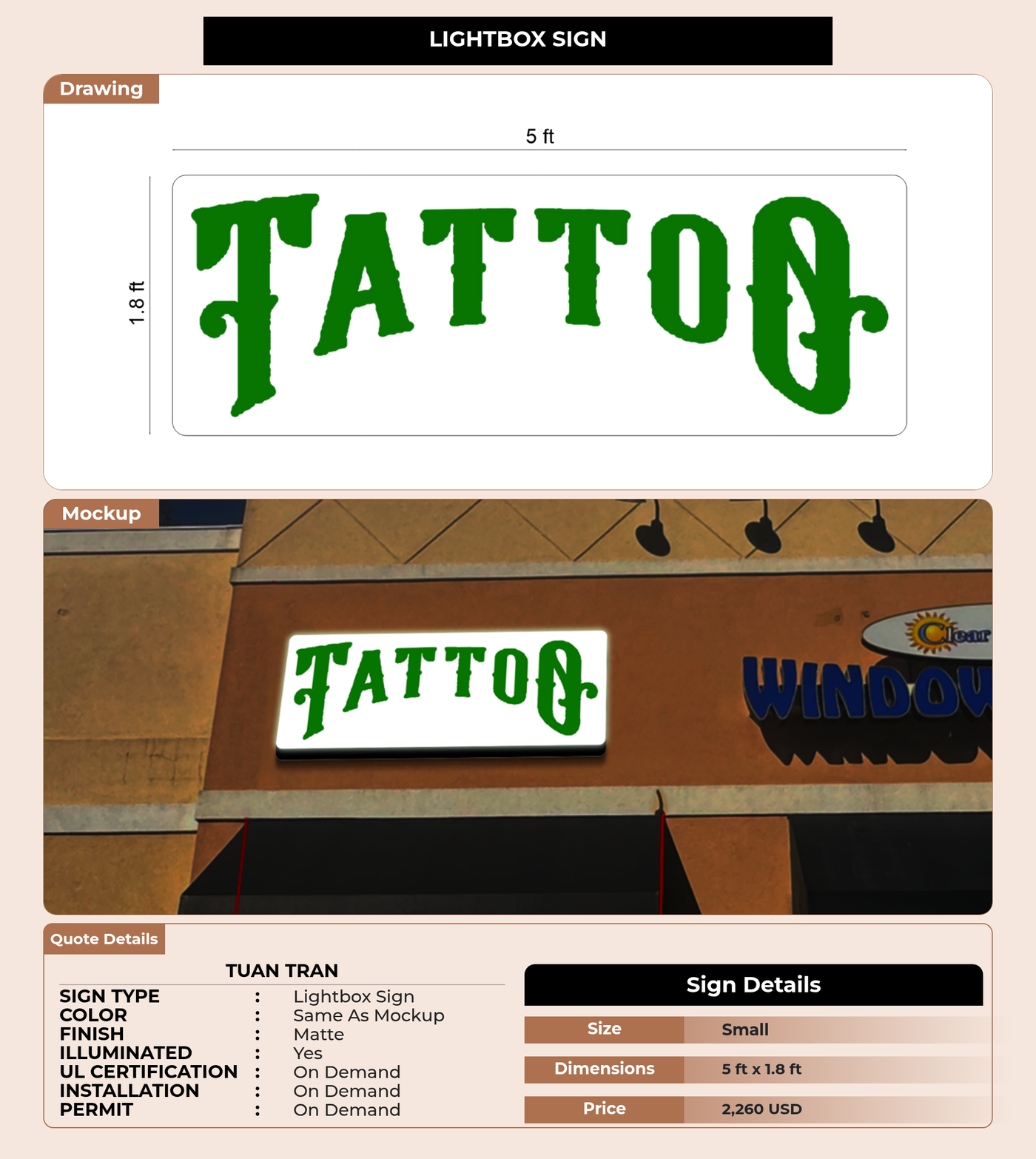 CUSTOM MOCKUP SIGN FOR Tuan tran