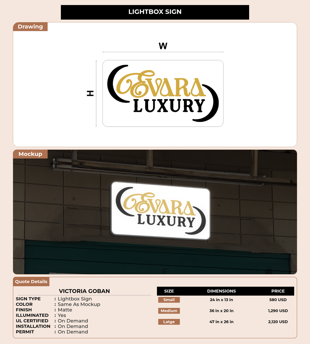 CUSTOM MOCKUP SIGN FOR Victoria Goban