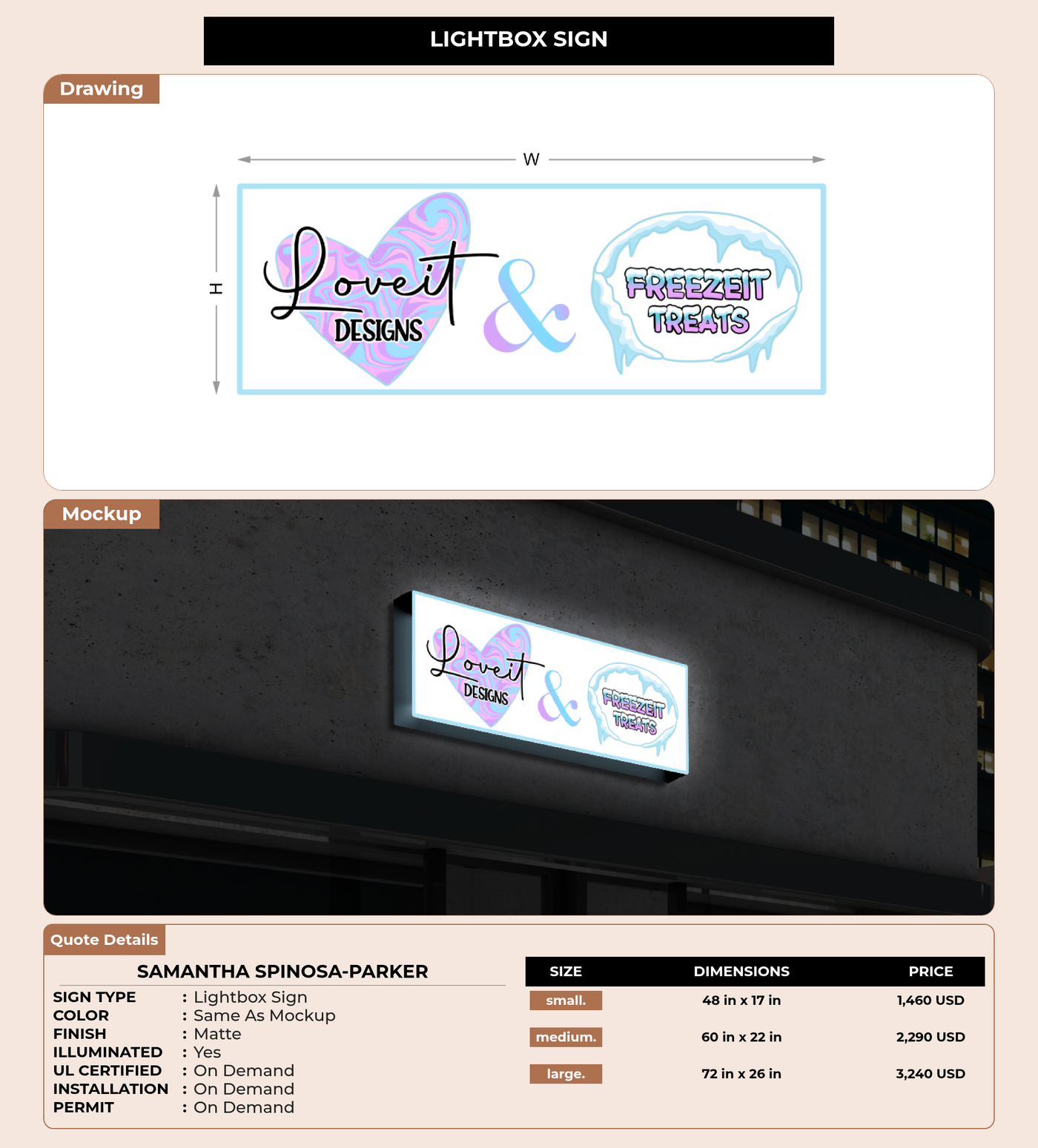 CUSTOM MOCKUP SIGN FOR Samantha Spinosa-Parker