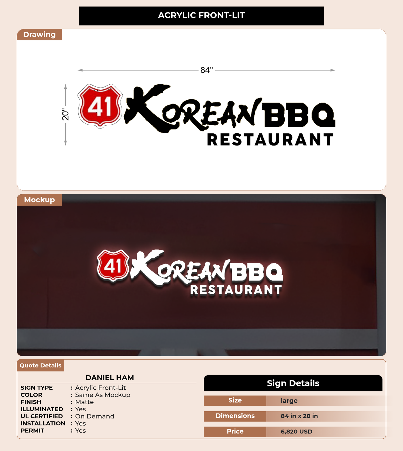CUSTOM MOCKUP SIGN FOR Daniel Ham
