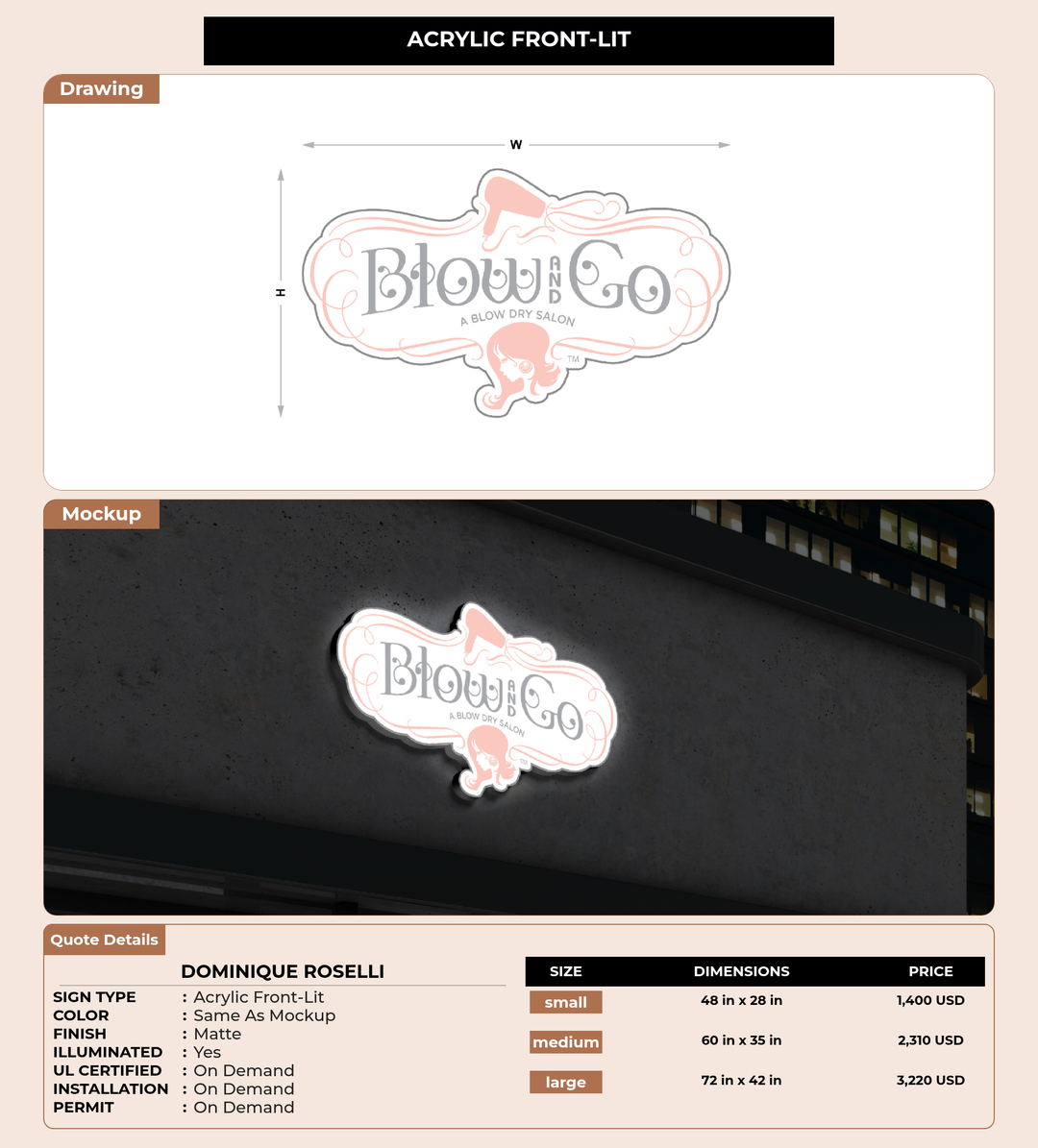 CUSTOM MOCKUP SIGN FOR Dominique Roselli