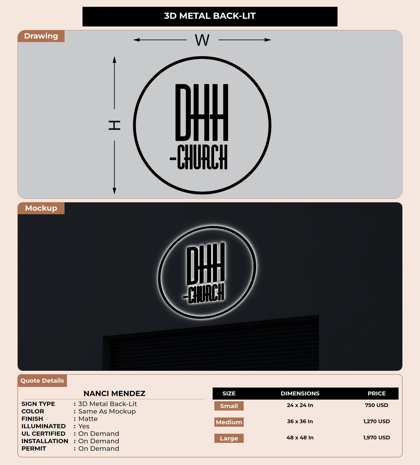 CUSTOM MOCKUP SIGN FOR Nanci Mendez