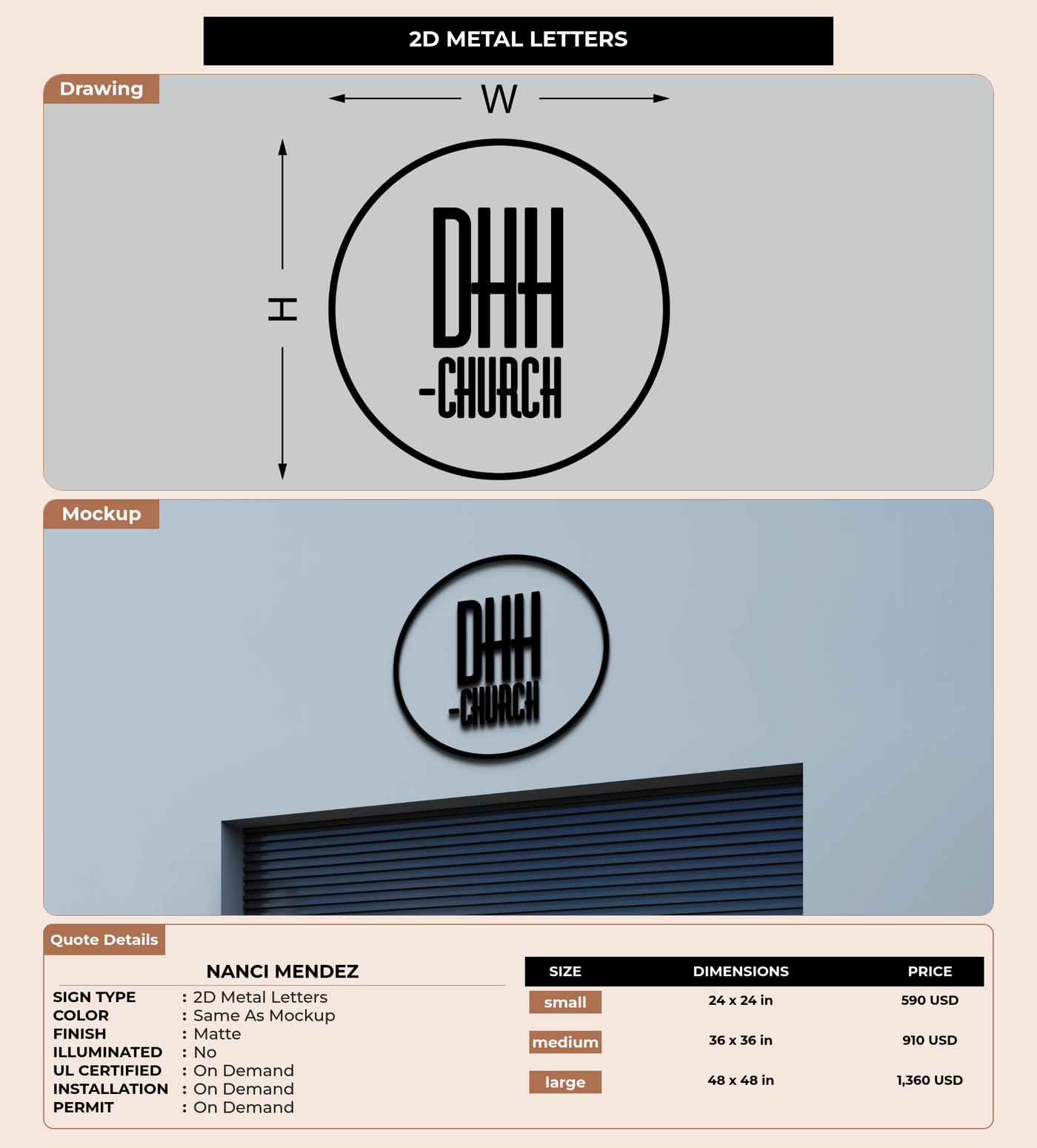CUSTOM MOCKUP SIGN FOR Nanci Mendez
