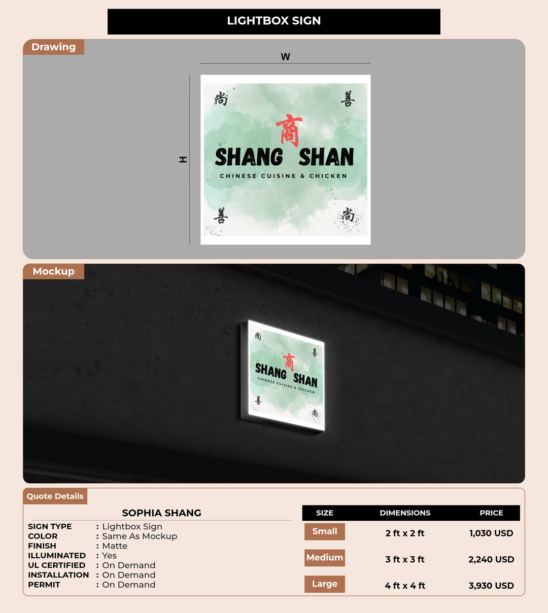 CUSTOM MOCKUP SIGN FOR Sophia Shang