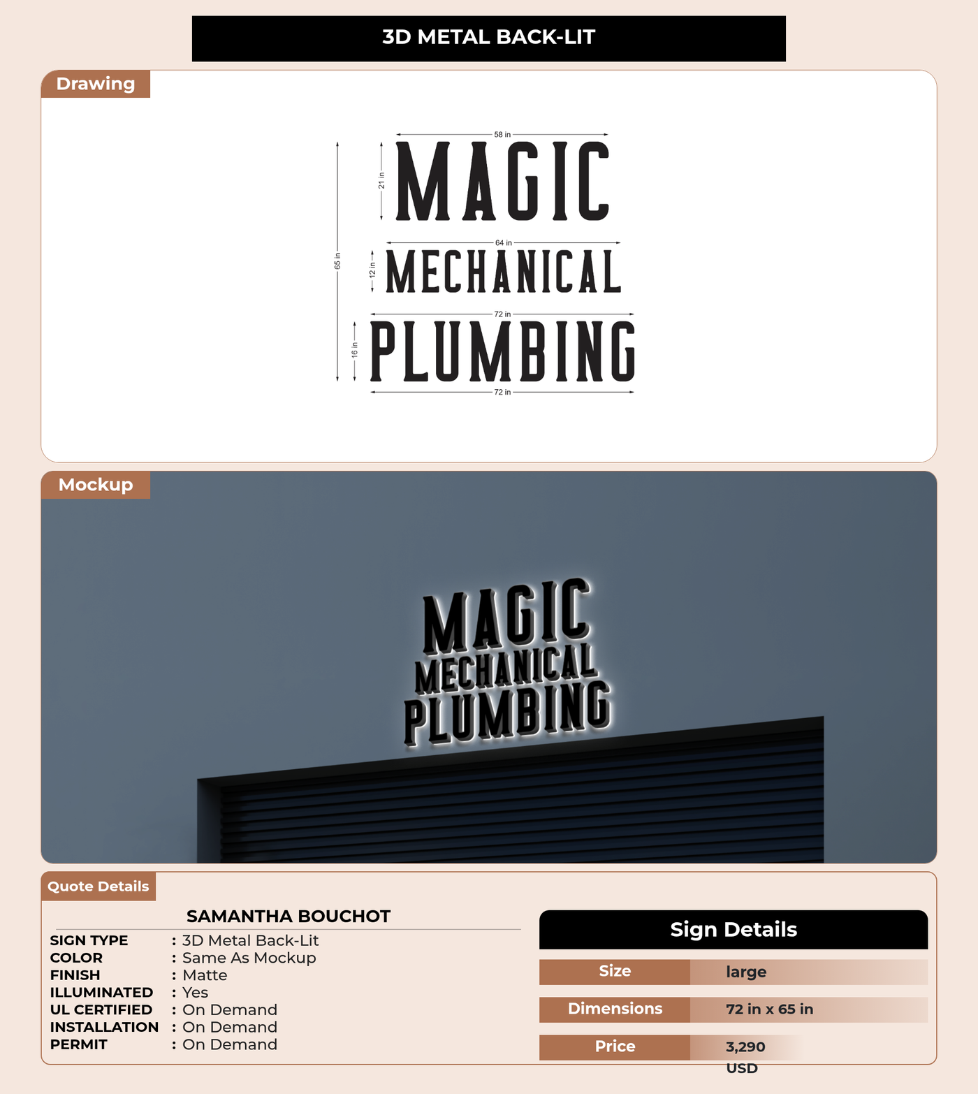 CUSTOM MOCKUP SIGN FOR Samantha Bouchot