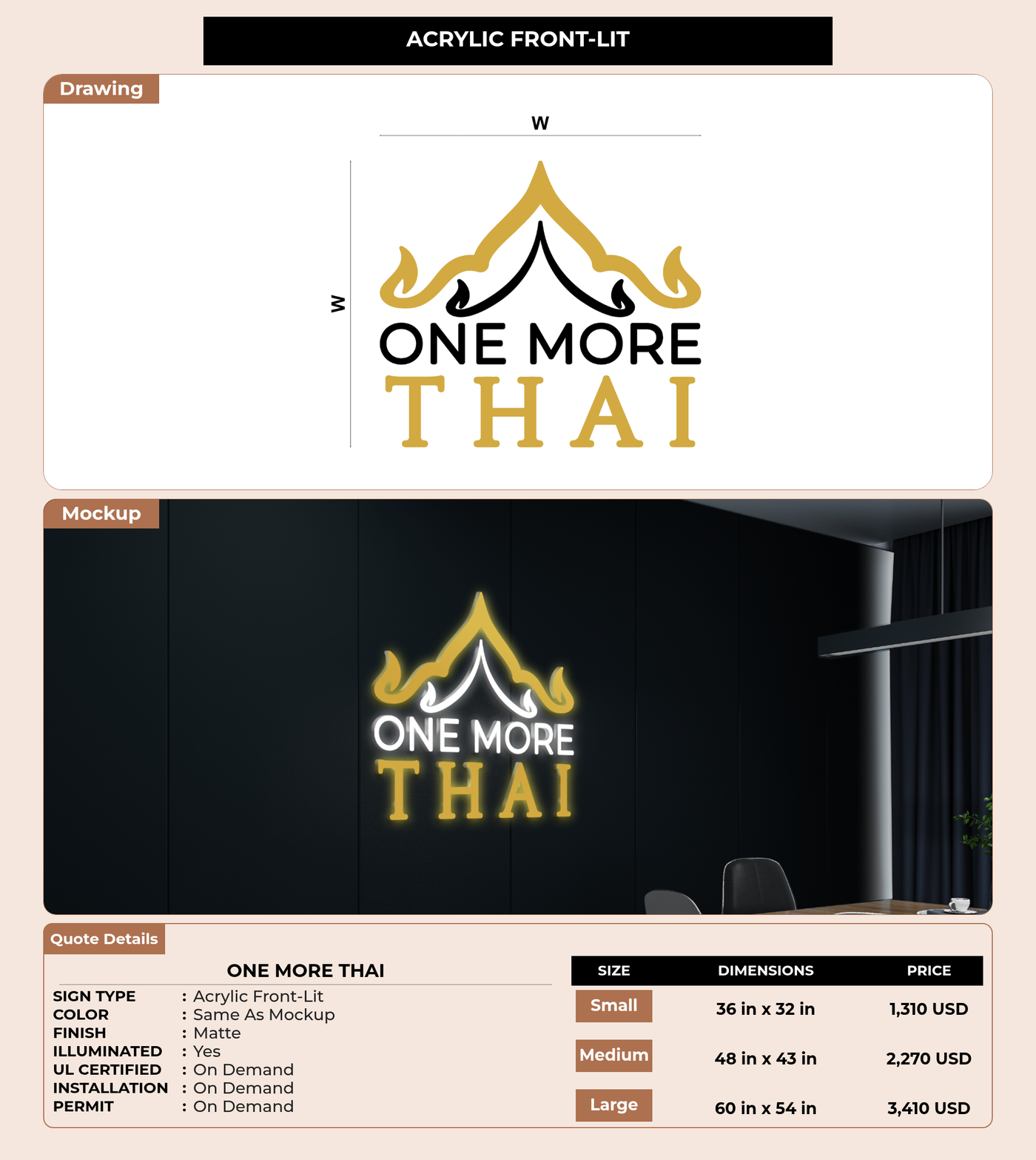 CUSTOM MOCKUP SIGN FOR One More Thai