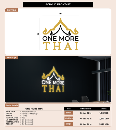 CUSTOM MOCKUP SIGN FOR One More Thai