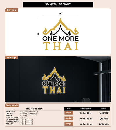 CUSTOM MOCKUP SIGN FOR One More Thai