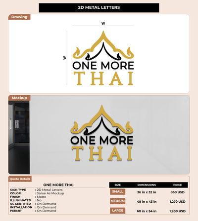 CUSTOM MOCKUP SIGN FOR One More Thai