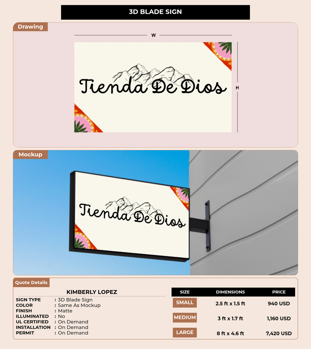 CUSTOM MOCKUP SIGN FOR Kimberly Lopez