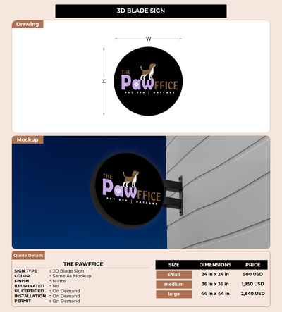 CUSTOM MOCKUP SIGN FOR The Pawffice