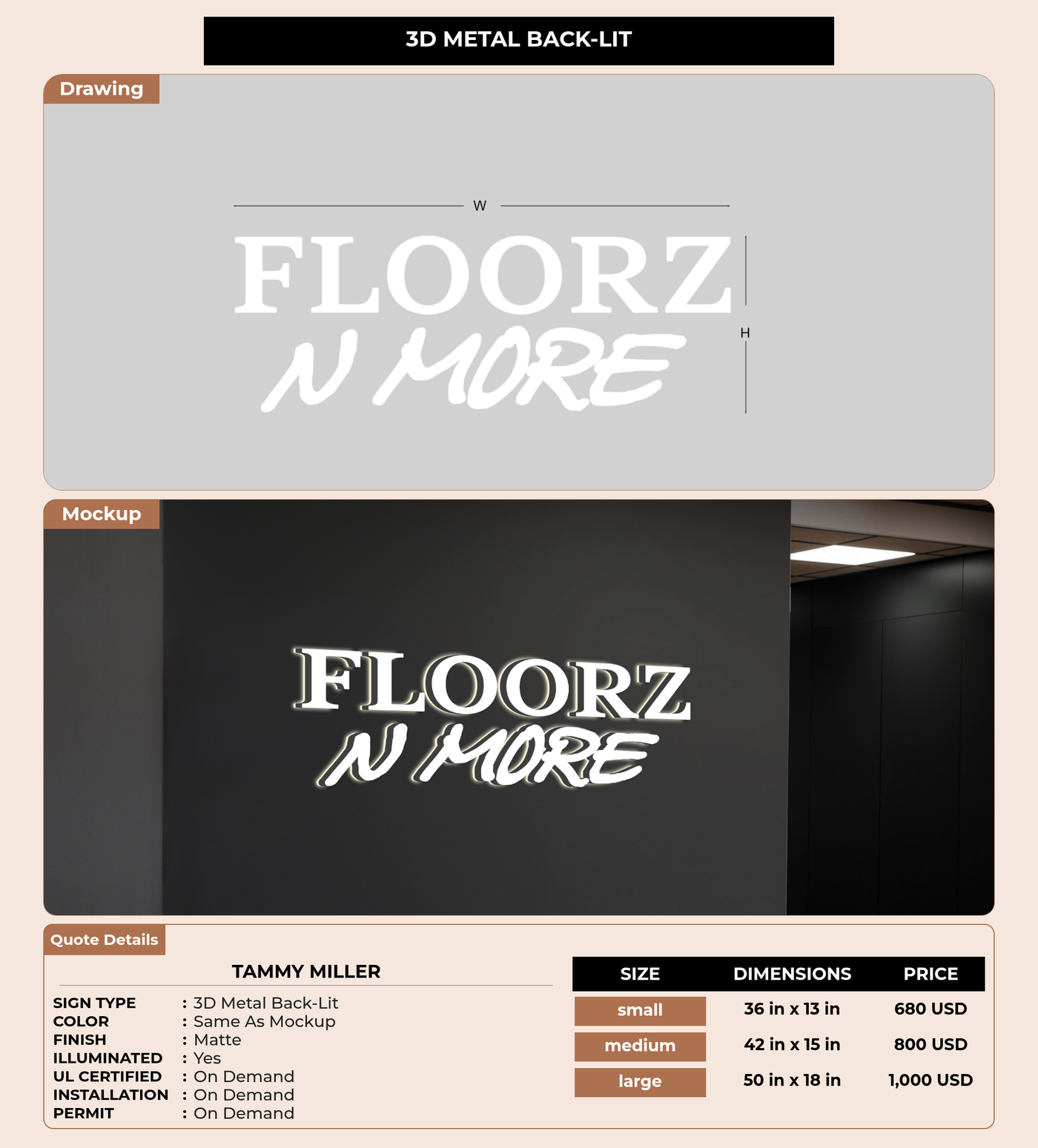 CUSTOM MOCKUP SIGN FOR Tammy Miller