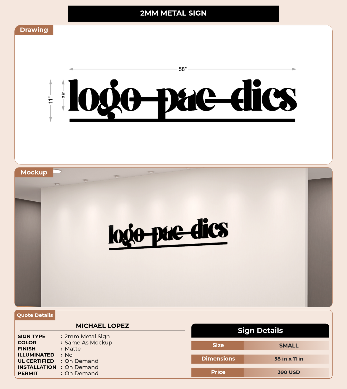 CUSTOM MOCKUP SIGN FOR Michael Lopez