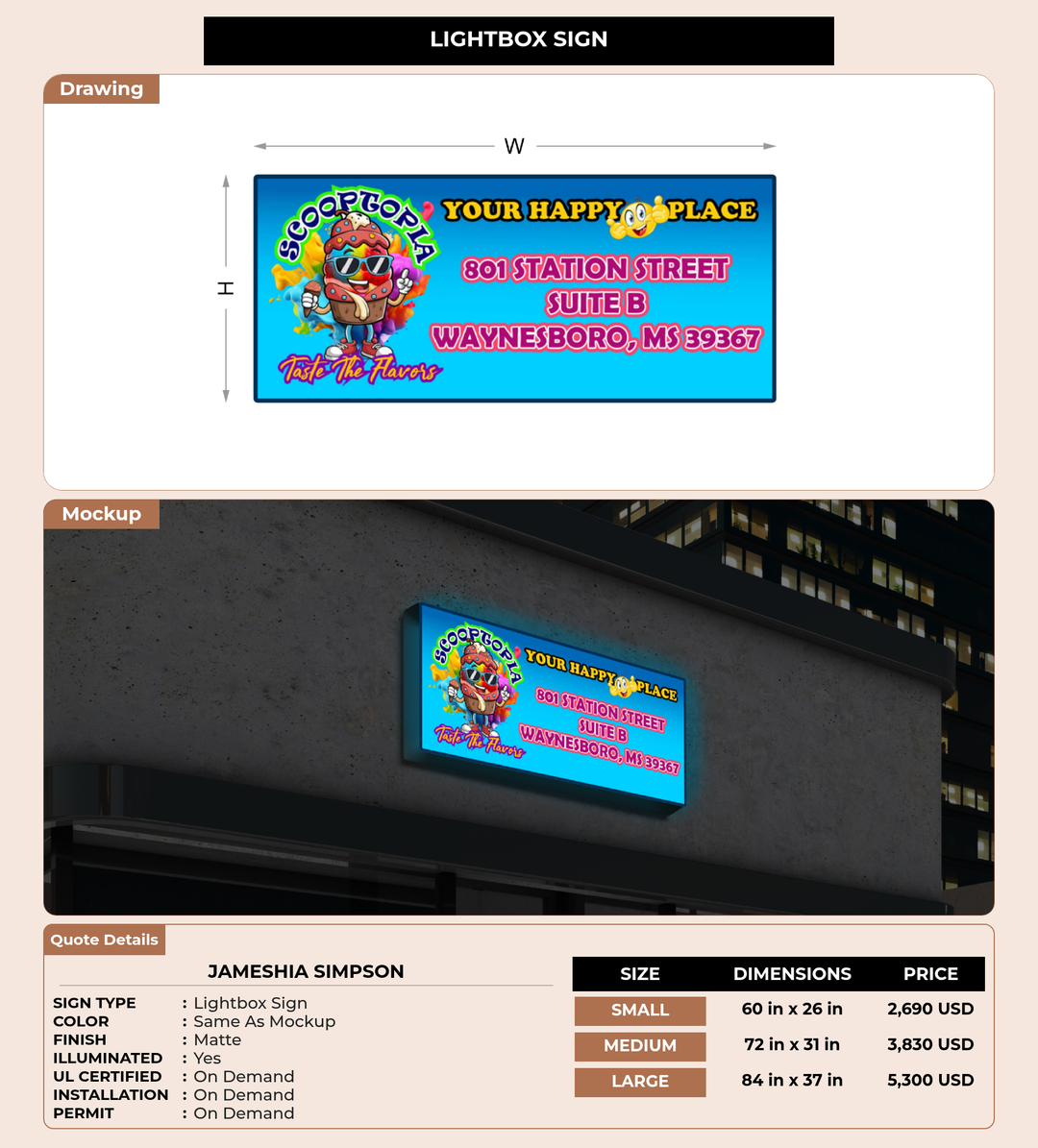 CUSTOM MOCKUP SIGN FOR Jameshia Simpson