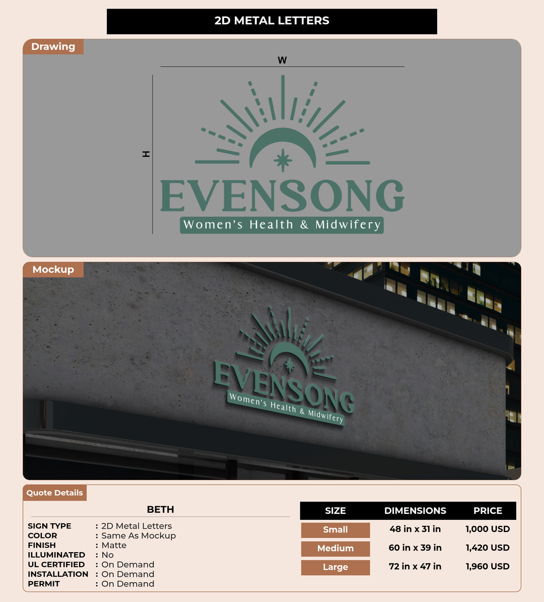 CUSTOM MOCKUP SIGN FOR Beth