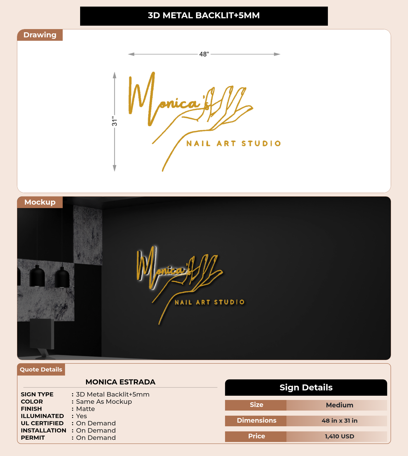 CUSTOM MOCKUP SIGN FOR Monica Estrada