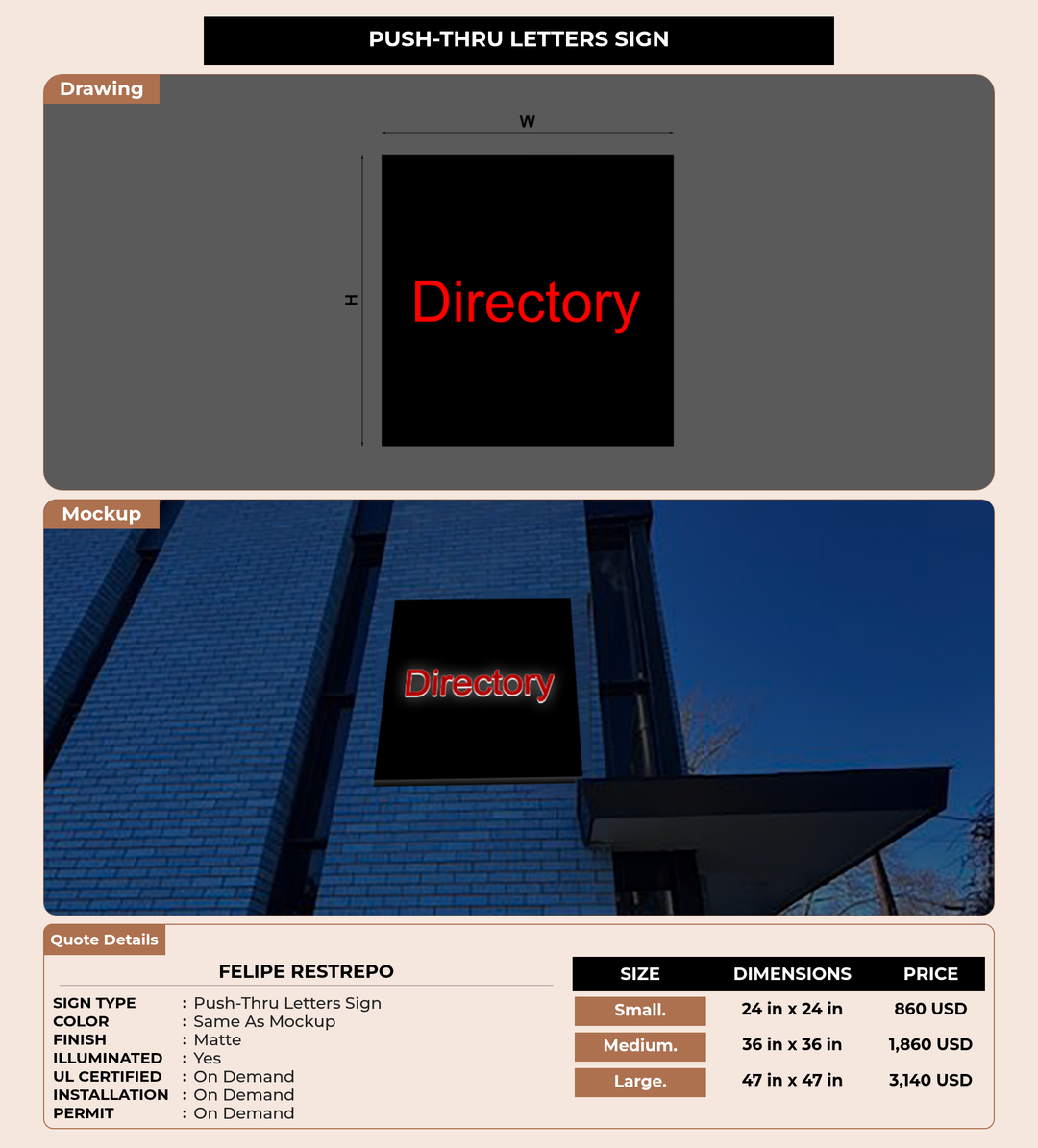 CUSTOM MOCKUP SIGN FOR Felipe Restrepo
