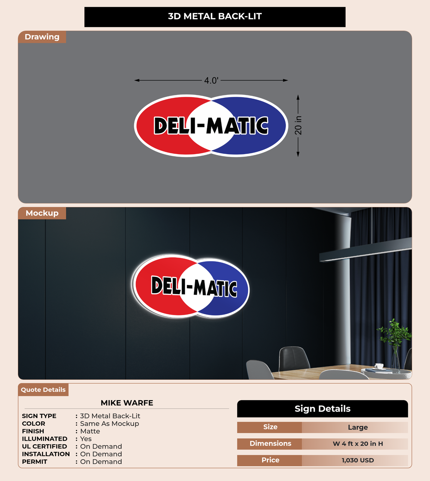 CUSTOM MOCKUP SIGN FOR Mike Warfe