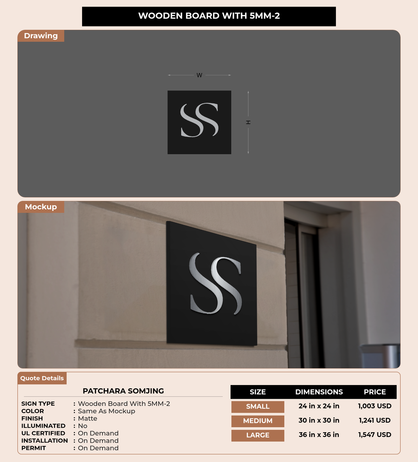 CUSTOM MOCKUP SIGN FOR Patchara Somjing
