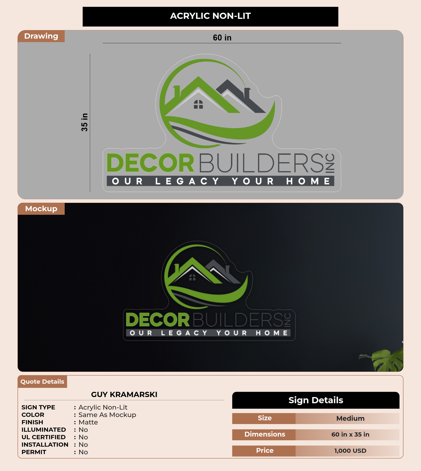CUSTOM MOCKUP SIGN FOR Guy Kramarski