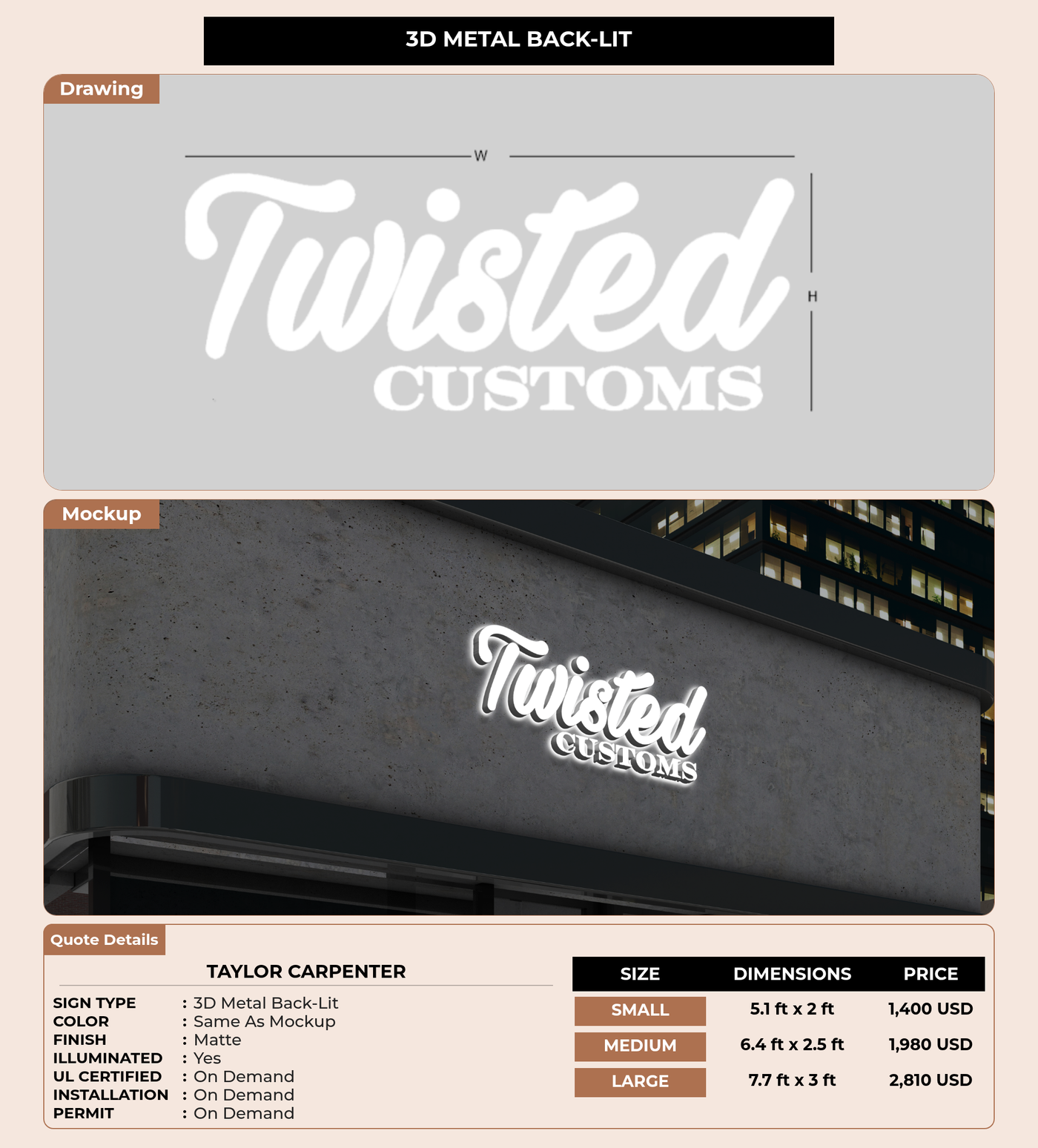 CUSTOM MOCKUP SIGN FOR Taylor Carpenter