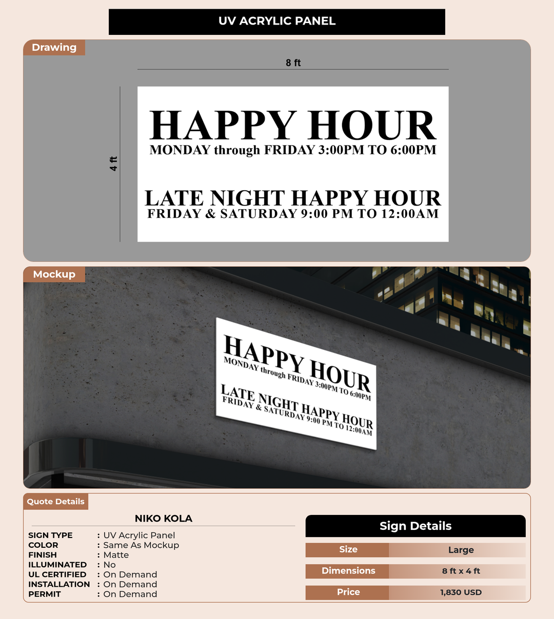 CUSTOM MOCKUP SIGN FOR Niko kola