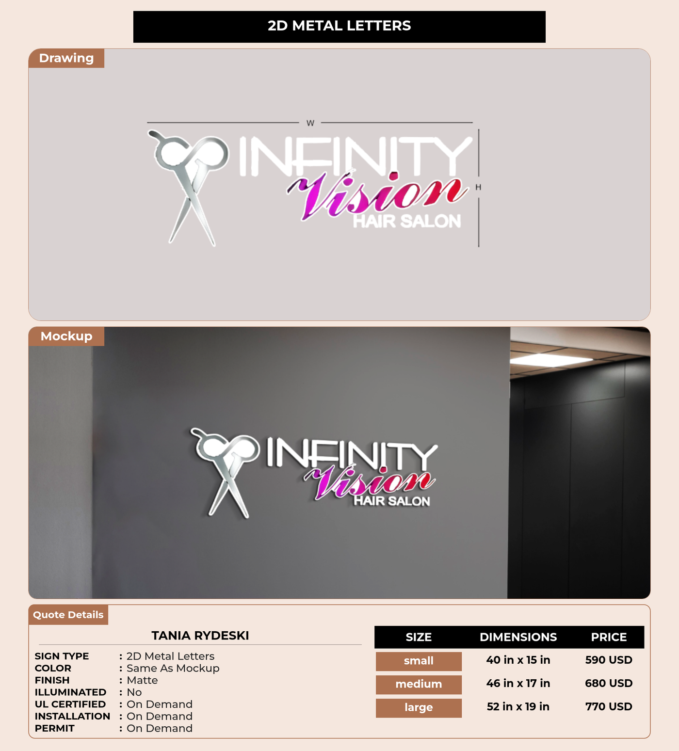CUSTOM MOCKUP SIGN FOR Tania Rydeski