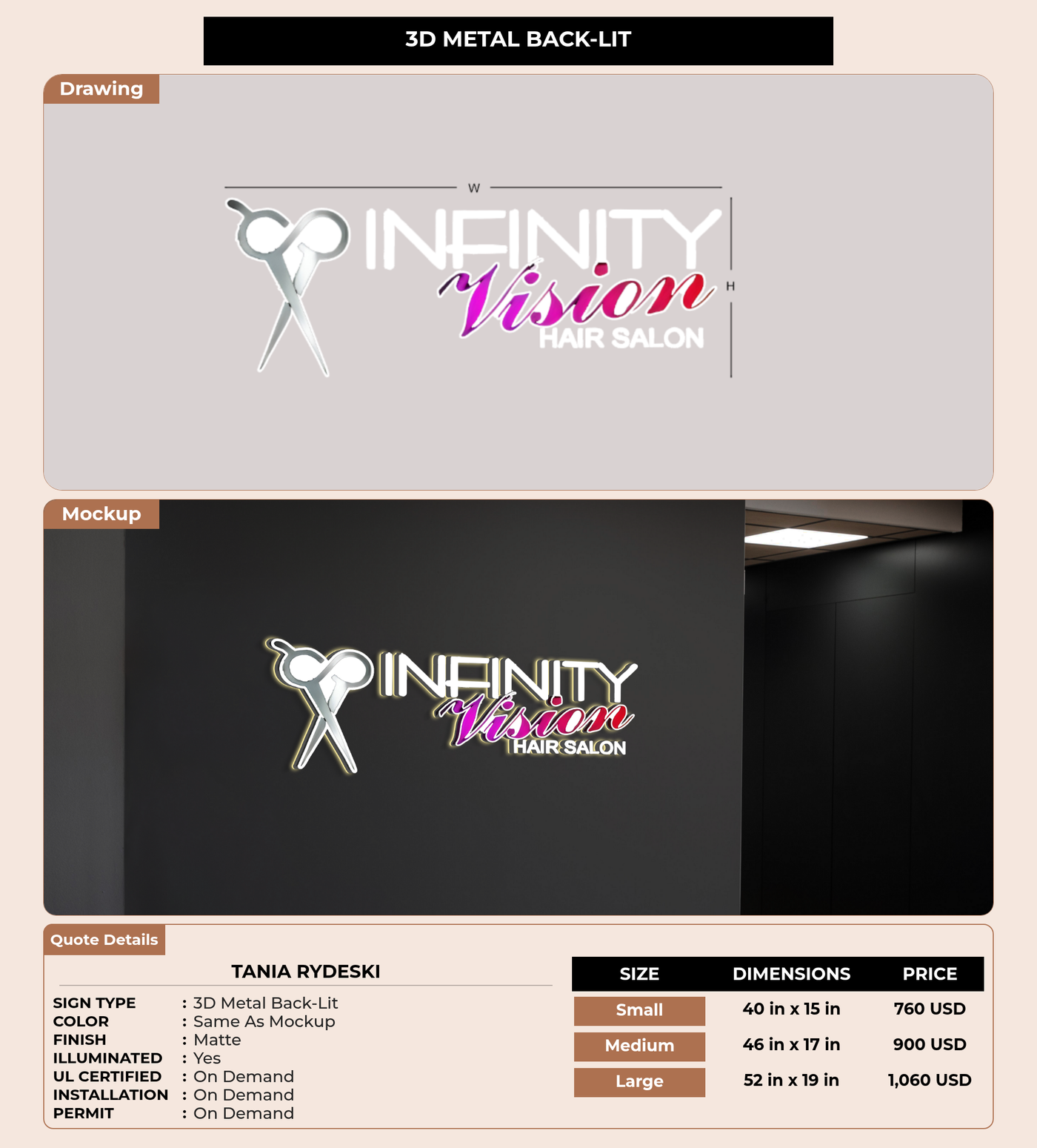 CUSTOM MOCKUP SIGN FOR Tania Rydeski