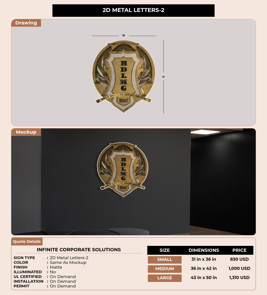 CUSTOM MOCKUP SIGN FOR Infinite corporate solutions