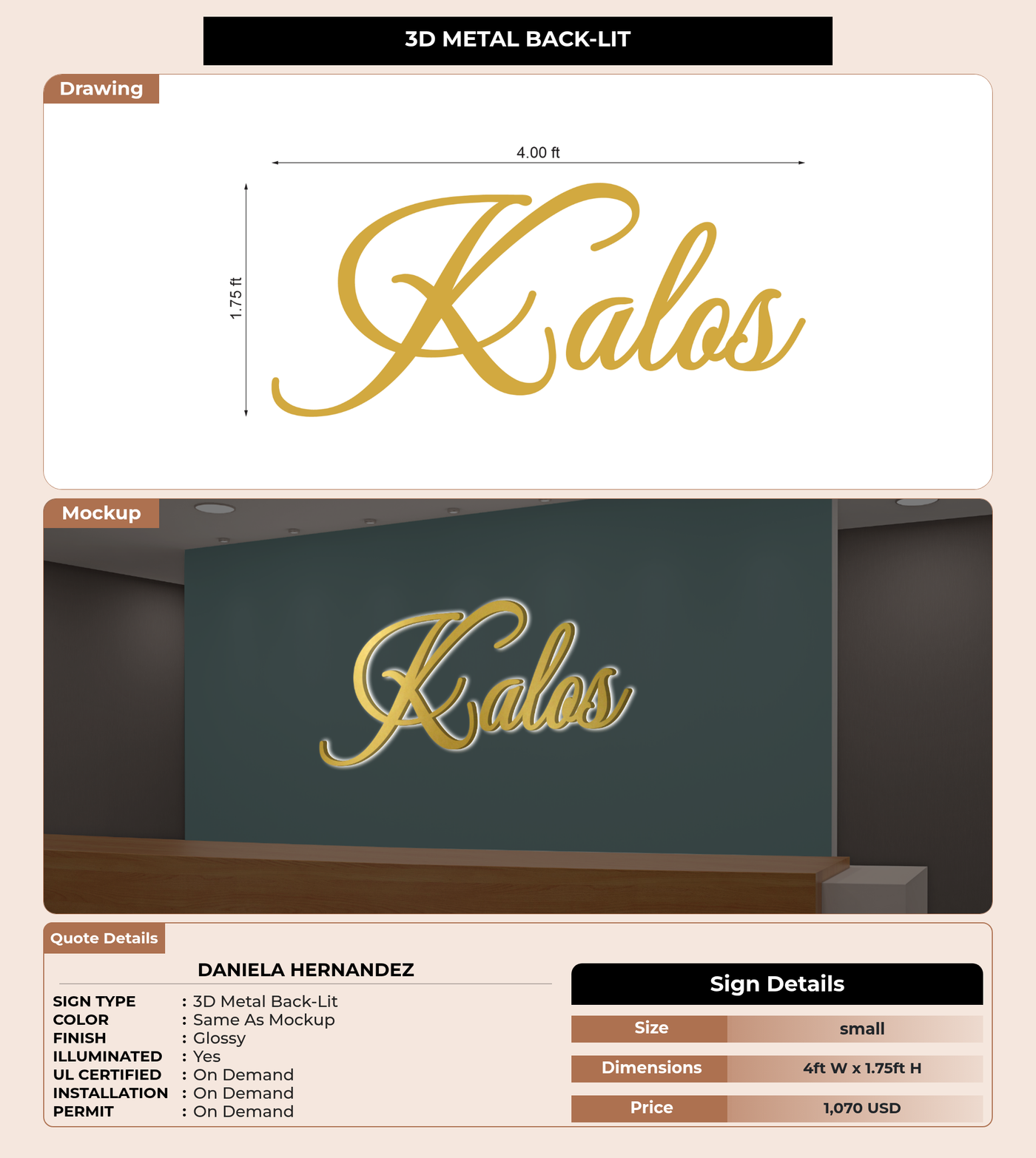 CUSTOM MOCKUP SIGN FOR Daniela Hernandez